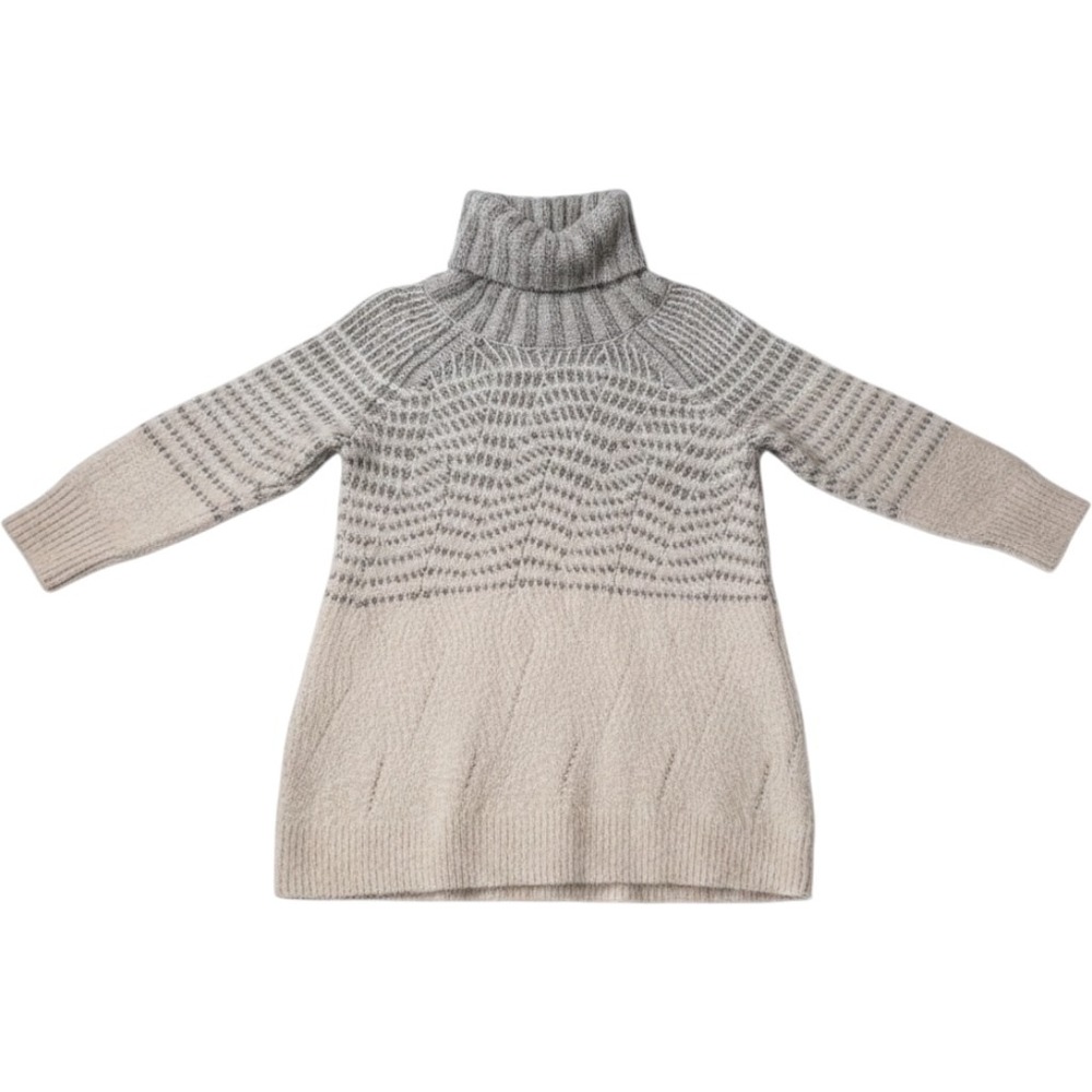 Sleeping‎ On Snow Turtleneck Sweater Size XL Grey Cream Wool Alpaca Boho Cozy